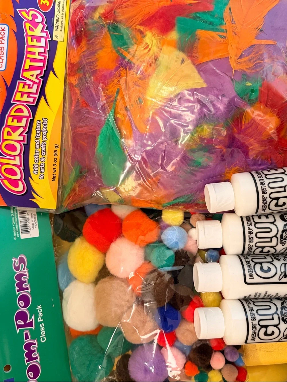 Multicolor Party Craft Pack with Colored Craft Sticks, Washable Markers & Glue